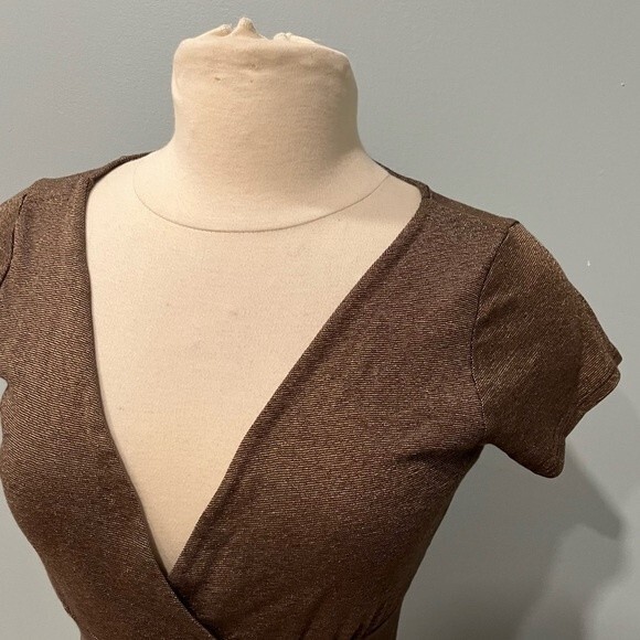 Michael Stars Metallic Bronze Wrap V Front Top One Size Fits Most - Picture 2 of 6